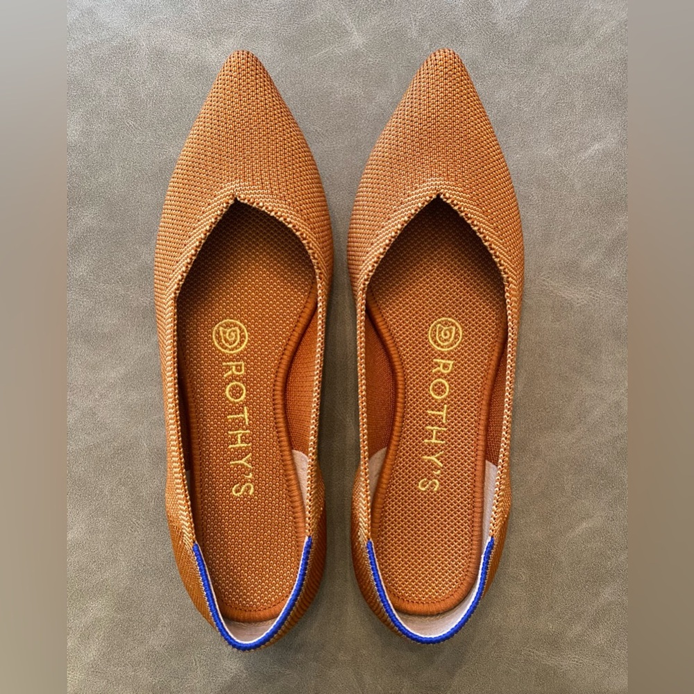 Rothy's The Point Women's Mustard Flats with Blue Accents